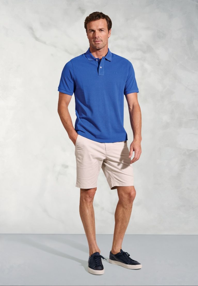 Firth Blue Pure Cotton Piqué Polo Shirt