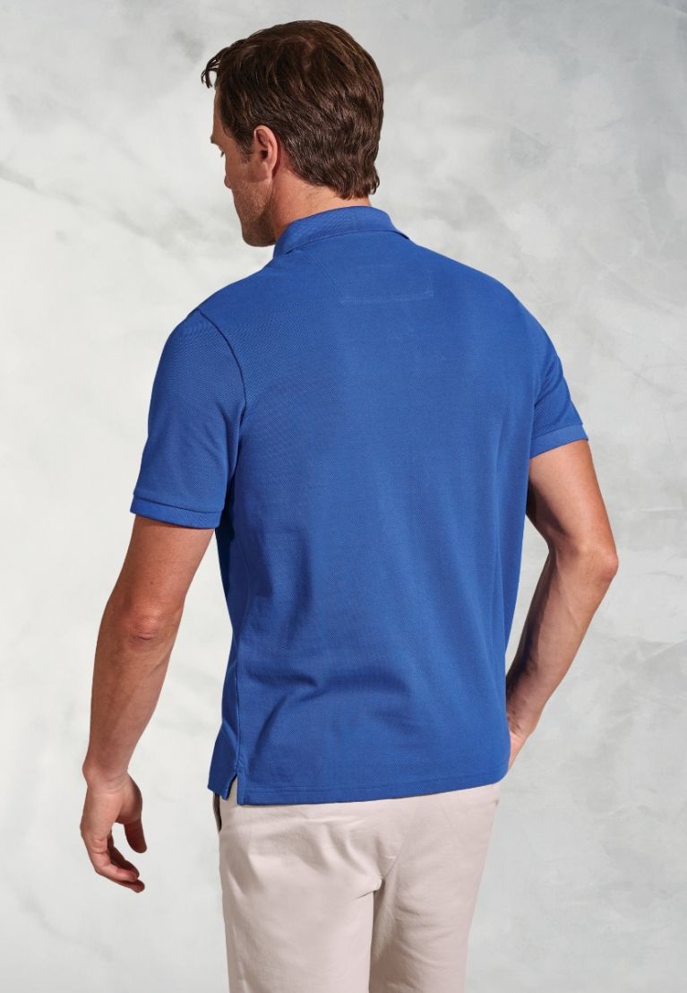Firth Blue Pure Cotton Piqué Polo Shirt