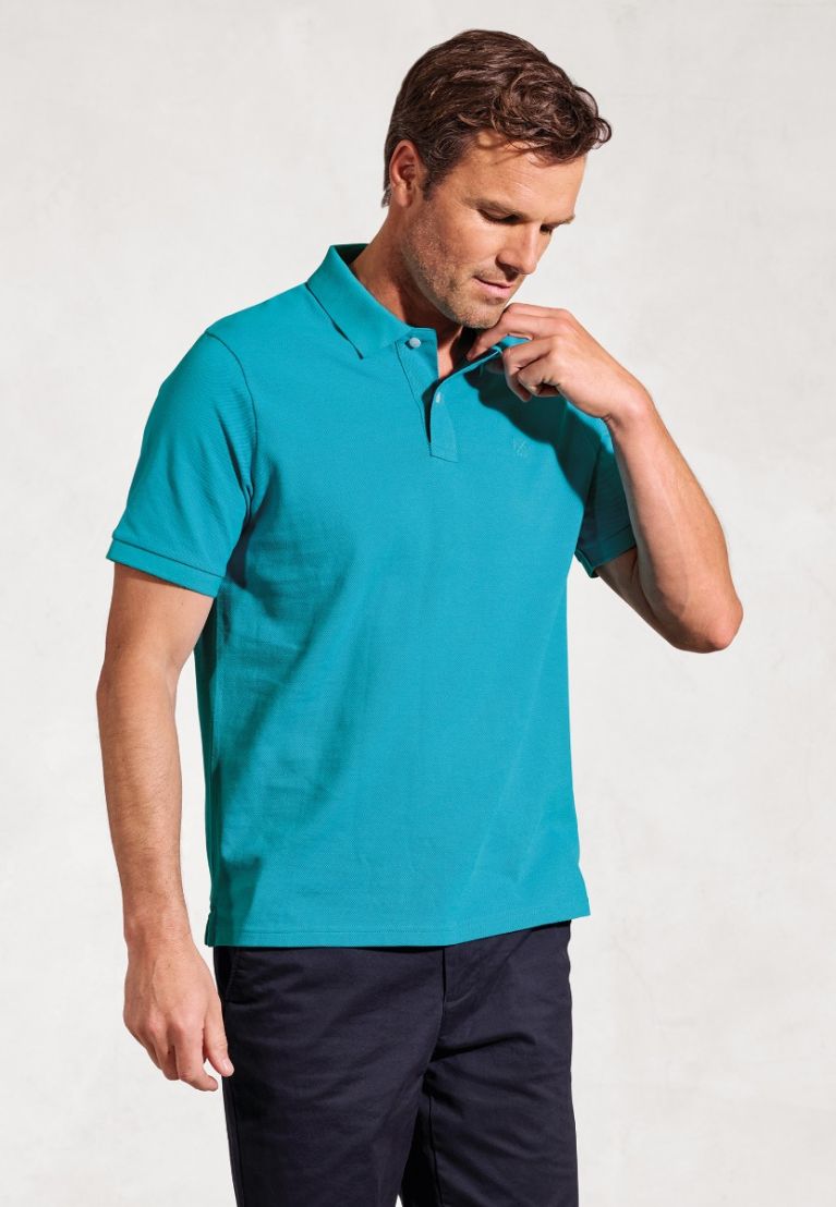 Firth Turquoise Pure Cotton Piqué Polo Shirt