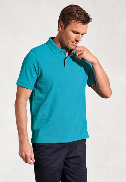 Firth Turquoise Pure Cotton Piqué Polo Shirt
