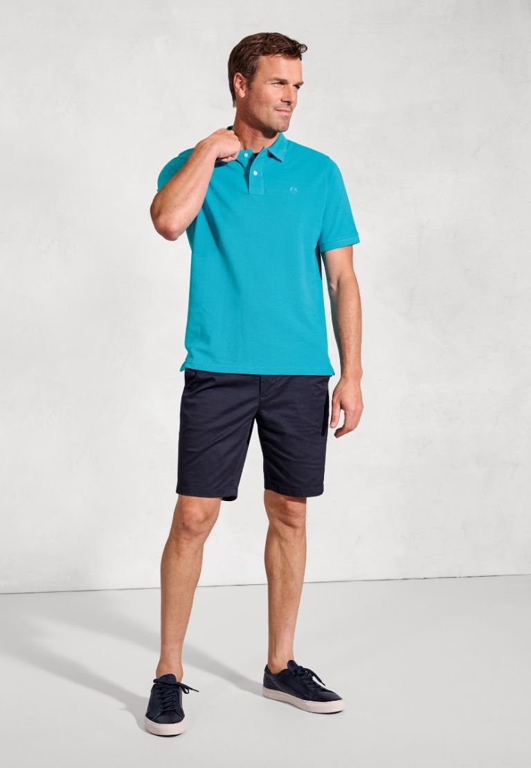 Firth Turquoise Pure Cotton Piqué Polo Shirt