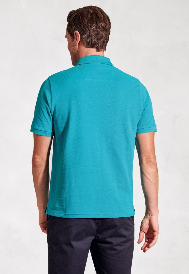 Firth Turquoise Pure Cotton Piqué Polo Shirt