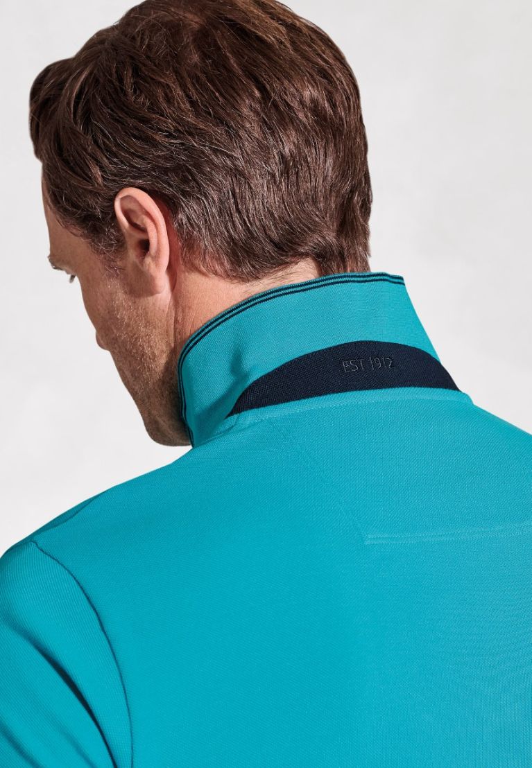 Firth Turquoise Pure Cotton Piqué Polo Shirt