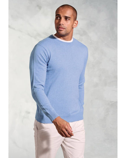 London Sky Blue Cotton Merino Crew Neck Jumper