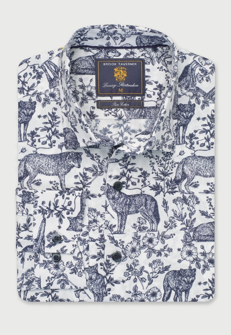 Wolf Print Cotton Shirt