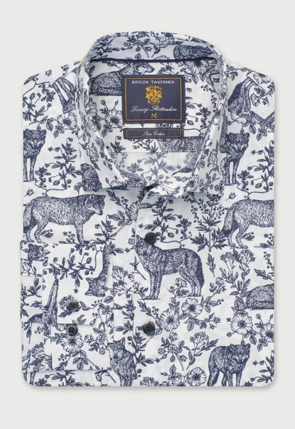 Wolf Print Cotton Shirt