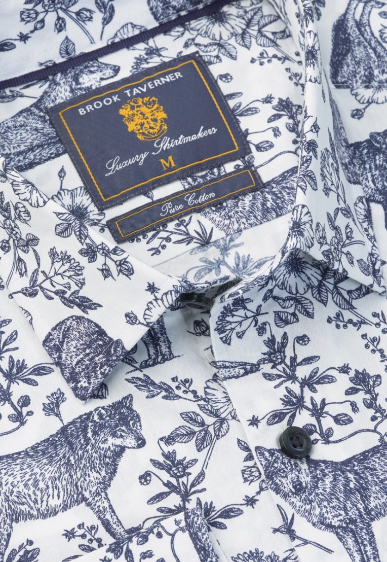 Wolf Print Cotton Shirt