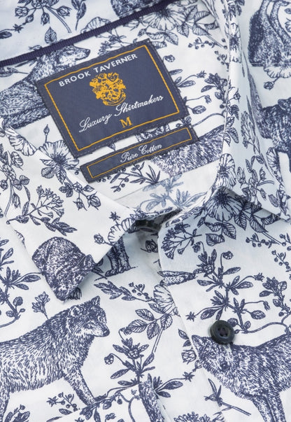 Wolf Print Cotton Shirt