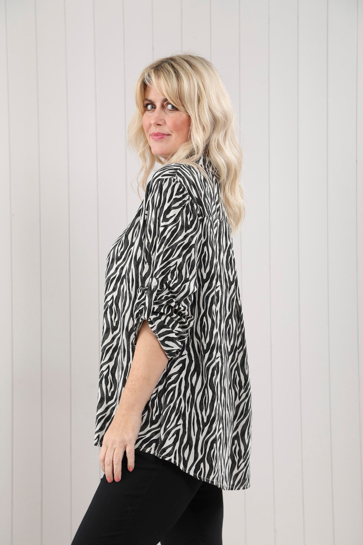 Zebra Collared Shirt - Winter White