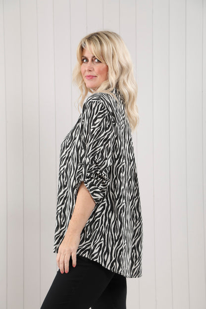 Zebra Collared Shirt - Winter White