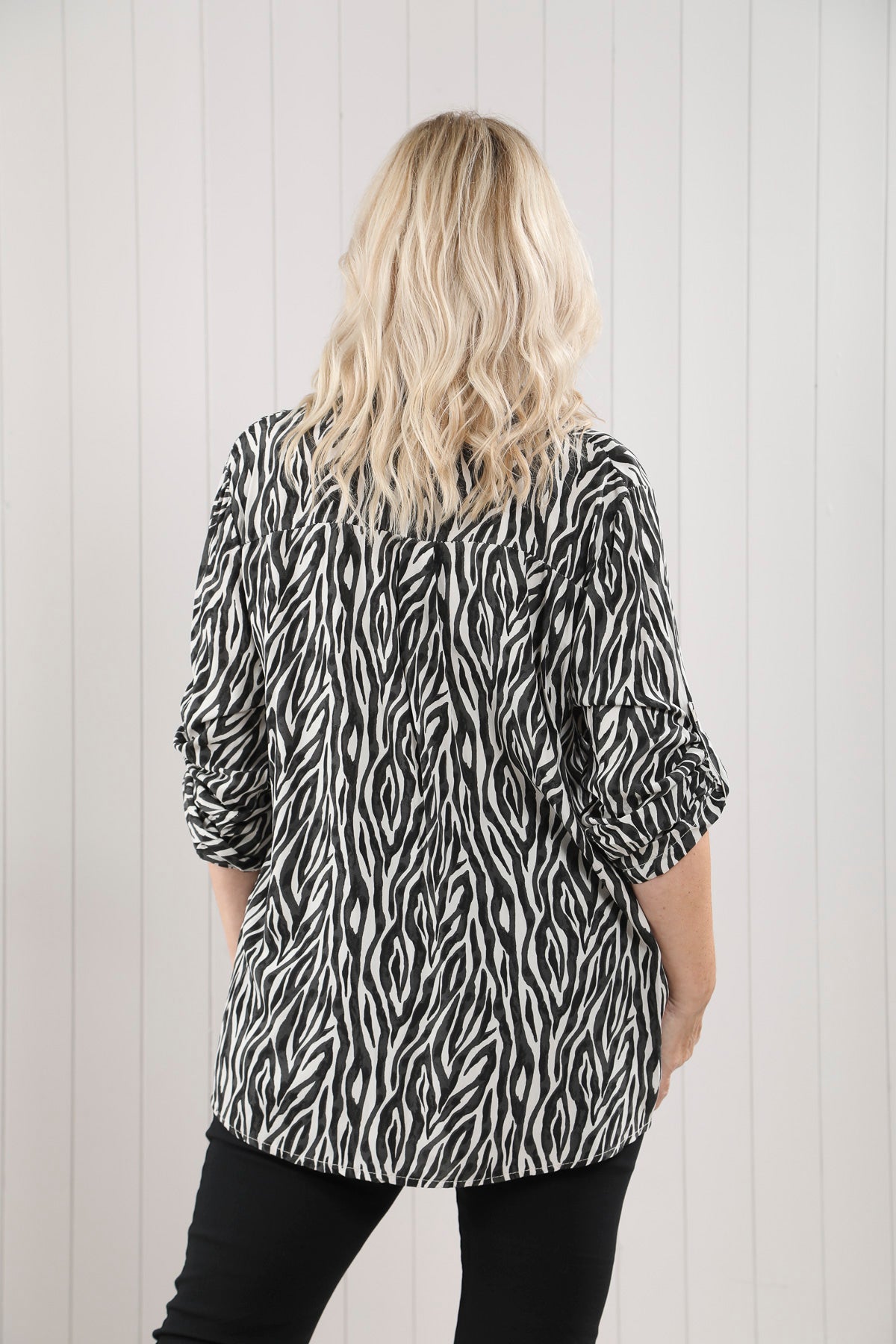 Zebra Collared Shirt - Winter White