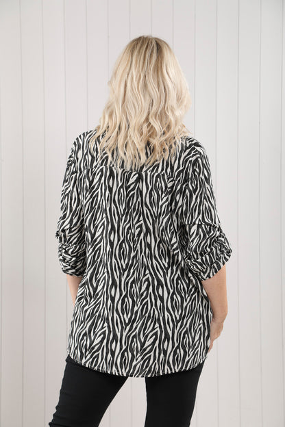 Zebra Collared Shirt - Winter White