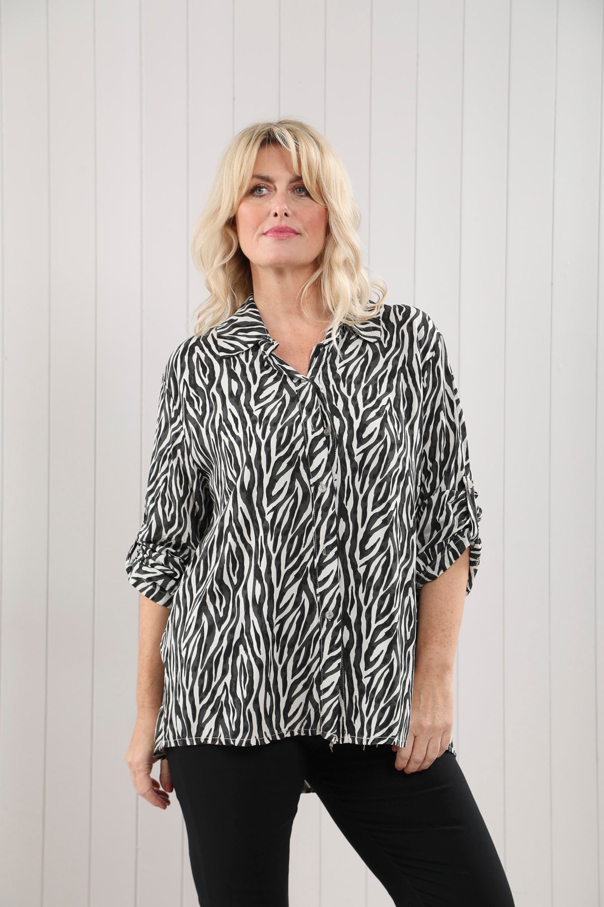 Zebra Collared Shirt - Winter White