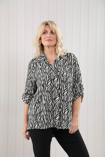 Zebra Collared Shirt - Winter White