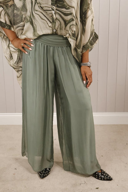 Silk Fold Over Band Trouser
