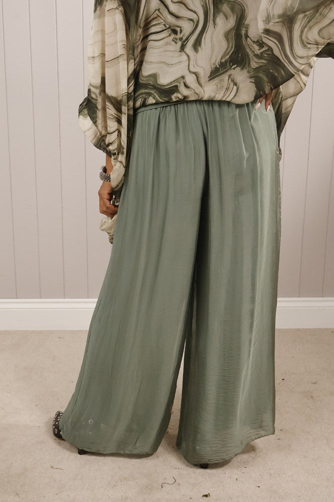 Silk Fold Over Band Trouser