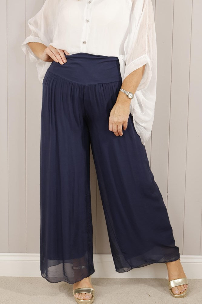 Silk Fold Over Band Trouser