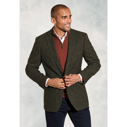 Regular Fit Dee Olive Herringbone Wool Blend Jacket