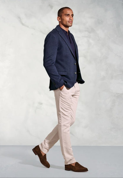 Tailored Fit Norton Navy Subtle Puppytooth Jersey Jacket