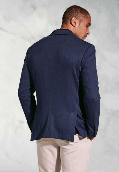 Tailored Fit Norton Navy Subtle Puppytooth Jersey Jacket