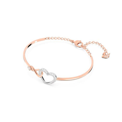 Hyperbola Bangle, Infinity and heart, White, Mixed metal finish