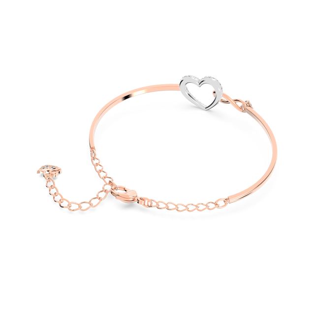 Hyperbola Bangle, Infinity and heart, White, Mixed metal finish