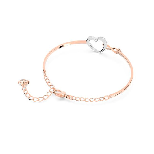 Hyperbola Bangle, Infinity and heart, White, Mixed metal finish