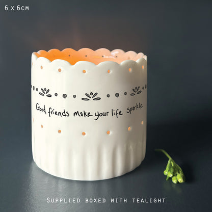 Scallop Tea Light Holder - Good Friends Make Your Life Sparkle