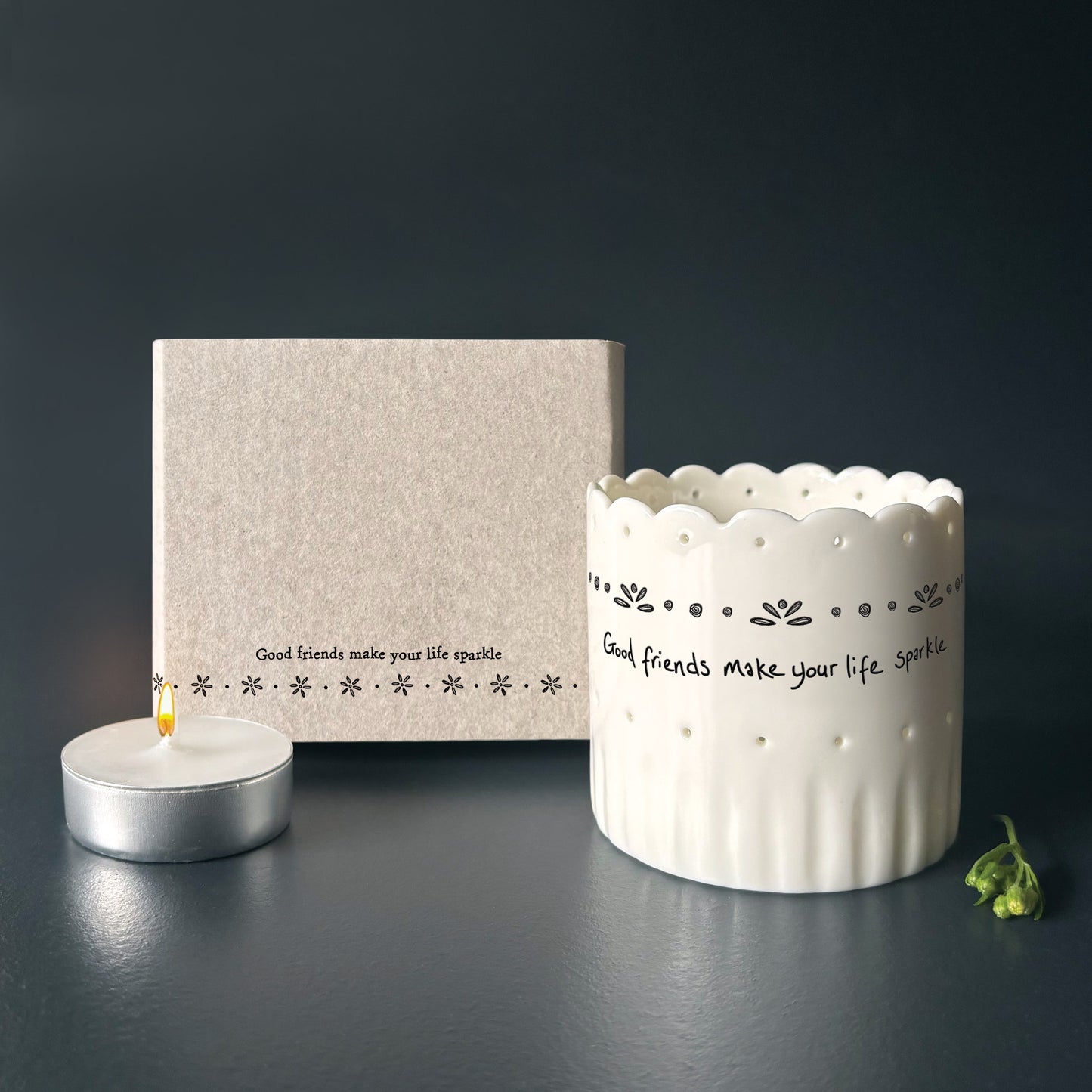 Scallop Tea Light Holder - Good Friends Make Your Life Sparkle