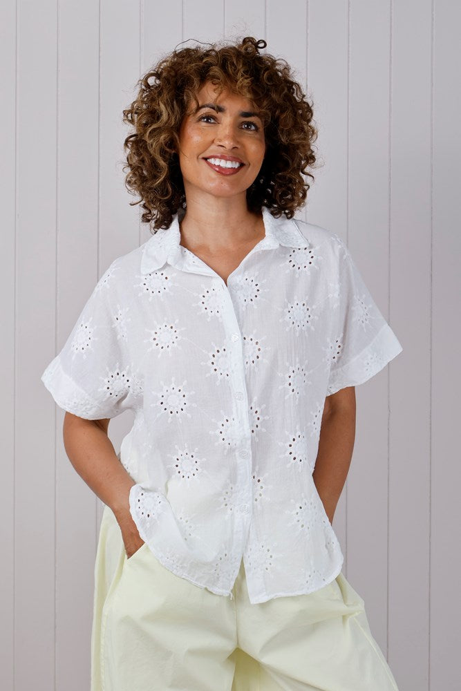 Broderie Anglaise Cotton Shirt