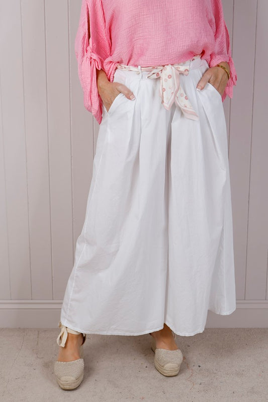 Cotton Flare Tie Trousers