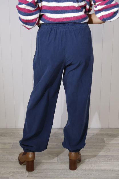 Cord Balloon Trousers - Navy