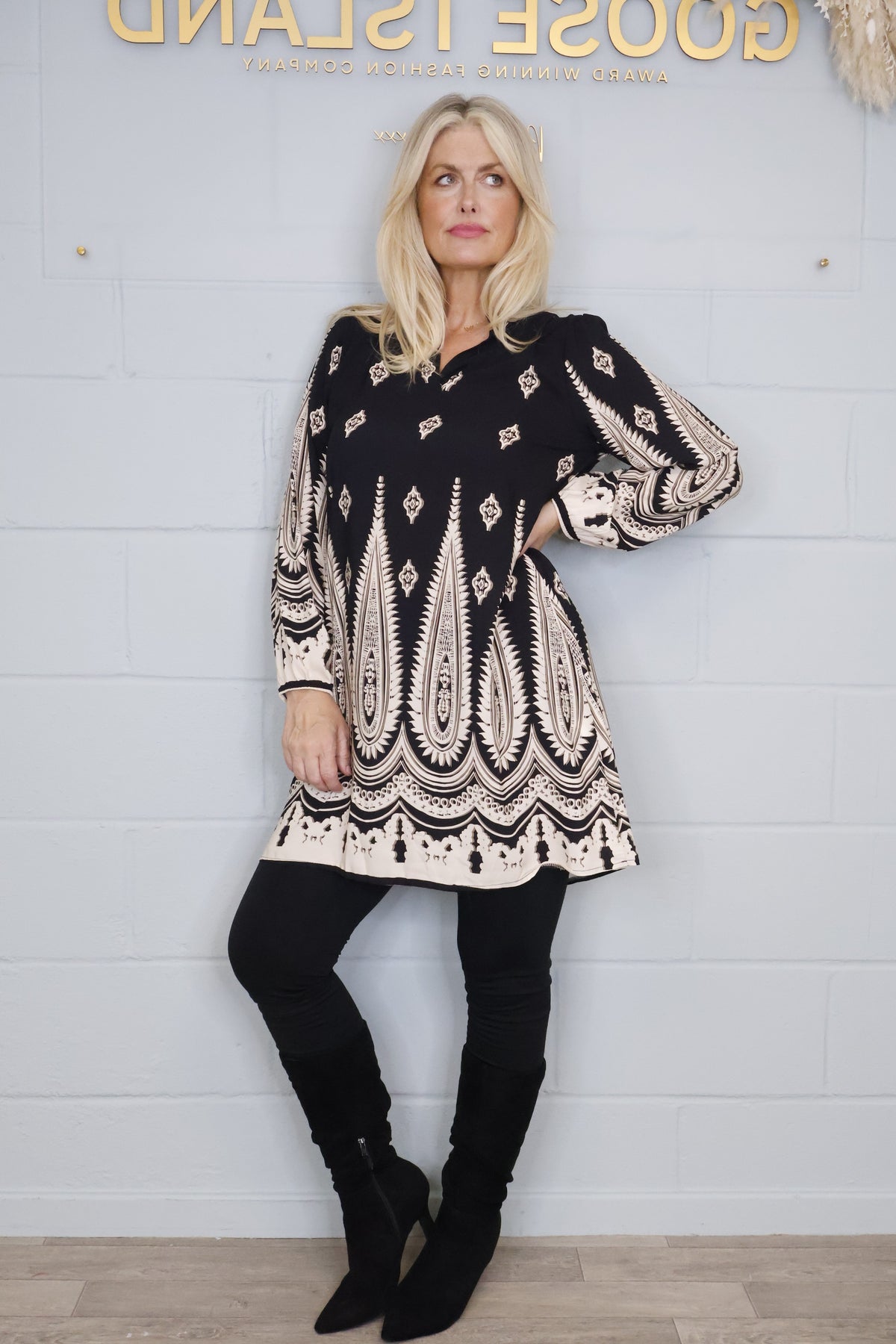 Aztec Paisley Tunic - Black