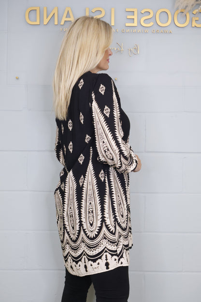 Aztec Paisley Tunic - Black