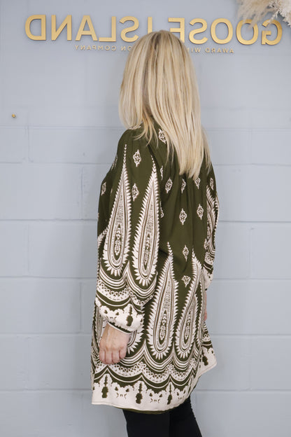 Aztec Paisley Tunic - Olive