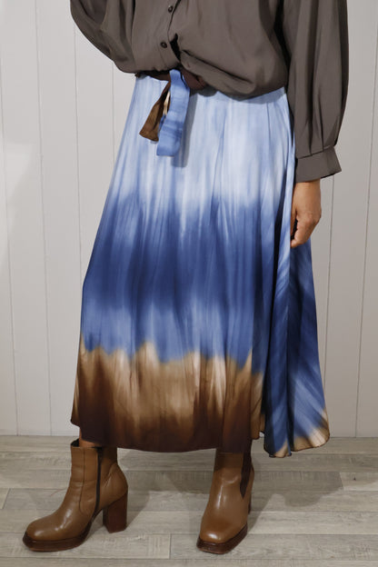 Tie Dye Wash Print Skirt - Navy