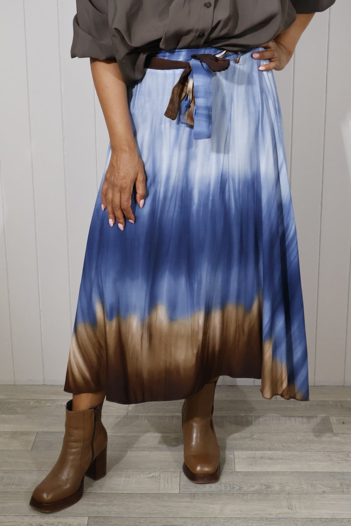 Tie Dye Wash Print Skirt - Navy
