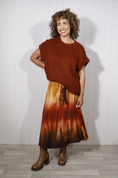 Tie Dye Wash Print Skirt - Rust