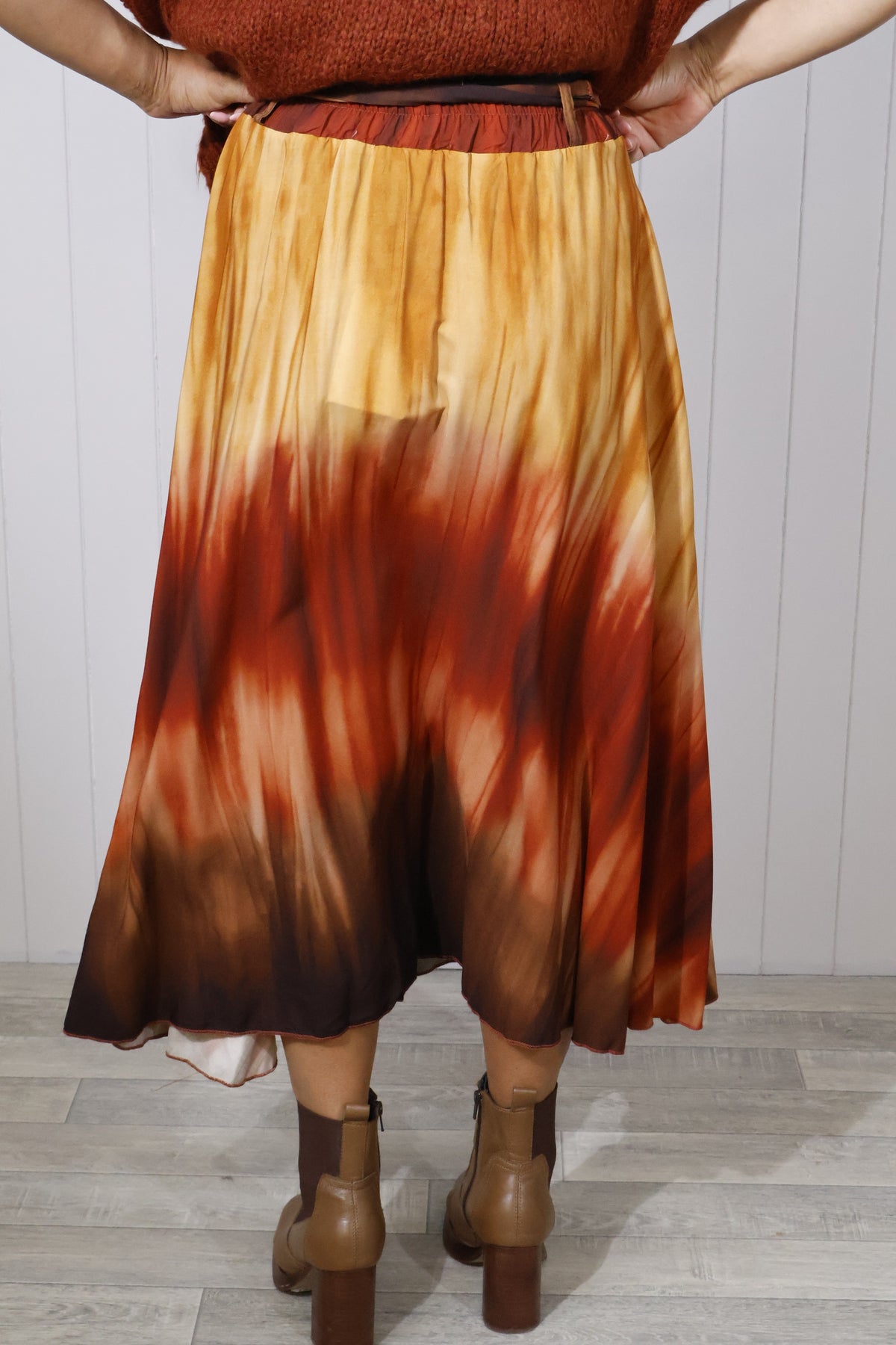 Tie Dye Wash Print Skirt - Rust