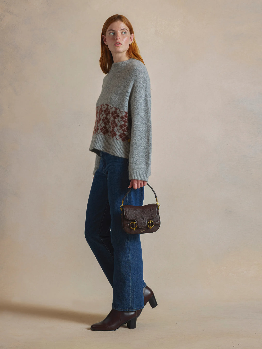 Connie Top Handle Handbag Leather - Mahogany