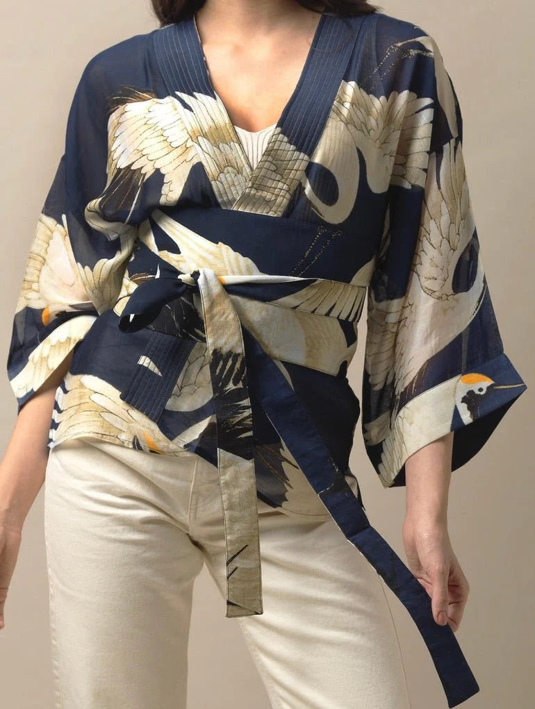 Stork Navy Kimono