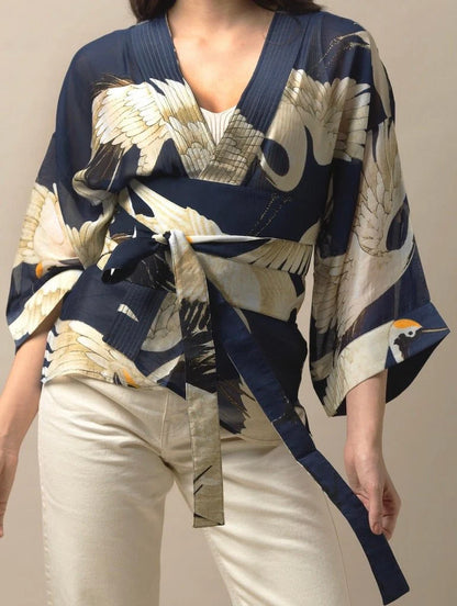 Stork Navy Kimono