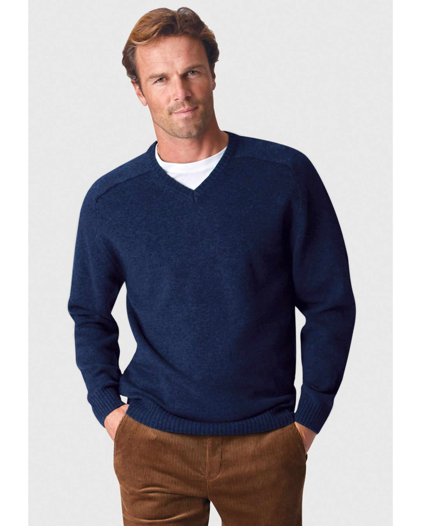 Barton Navy Lambswool V-Neck Jumper