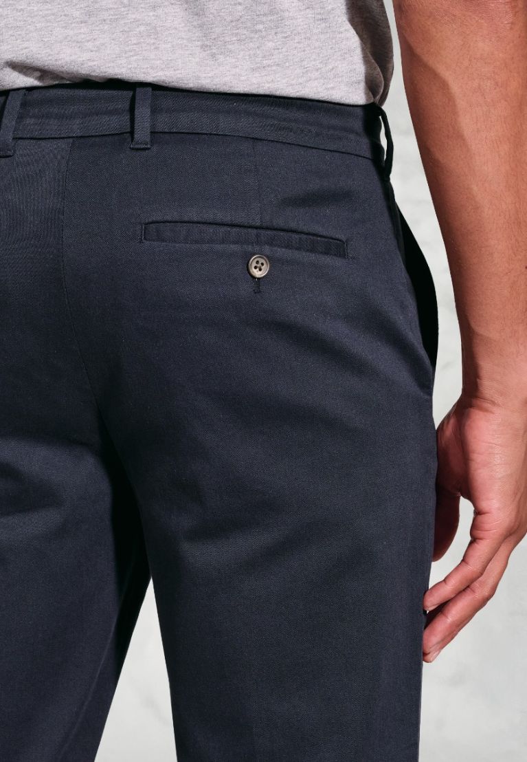 Tailored Fit Holland Navy Cotton Stretch Trousers