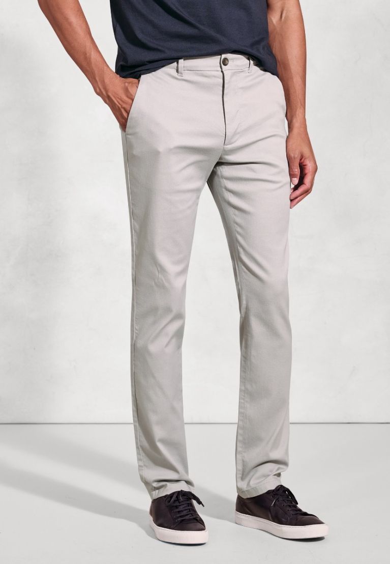 Tailored Fit Holland Silver Grey Sateen Cotton Stretch Trousers