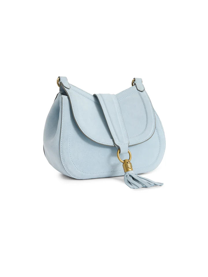 Langham Messenger Bag Suede - Sky Blue