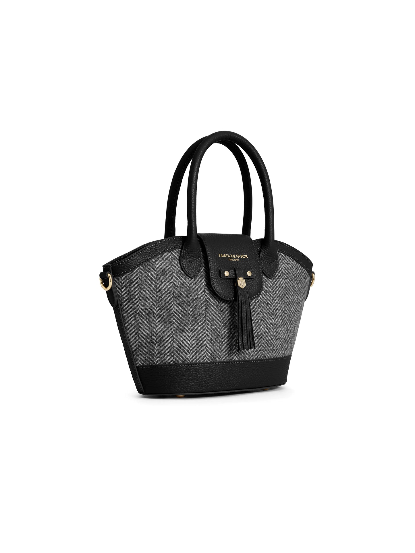 Mini Windsor Tote Black Herringbone Leather