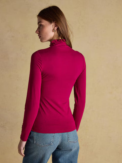 Amy Ribbed Long Sleeve High Neck Jersey Top
