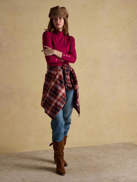 Amy Ribbed Long Sleeve High Neck Jersey Top