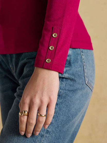 Amy Ribbed Long Sleeve High Neck Jersey Top